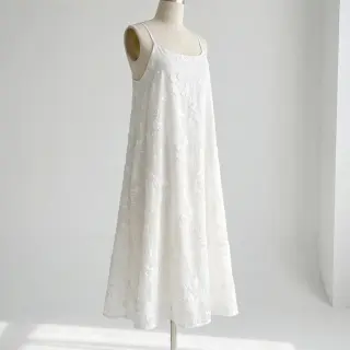 Țesătură din bumbac EMBROIDERY Catchy leaves off white