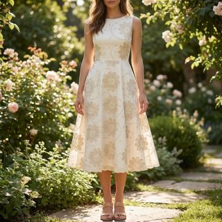 Țesătură din bumbac EMBROIDERY Bellagio butter