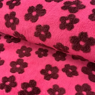 Stofă palton TEDDY Flower power bordeaux