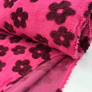 Stofă palton TEDDY Flower power bordeaux