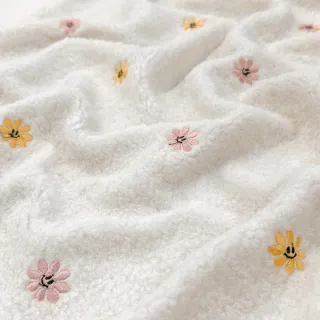 Stofă palton TEDDY EMBROIDERY Smiley flowers yellow