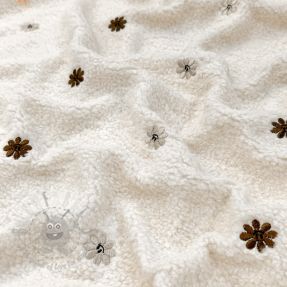 Stofă palton TEDDY EMBROIDERY Smiley flowers choco