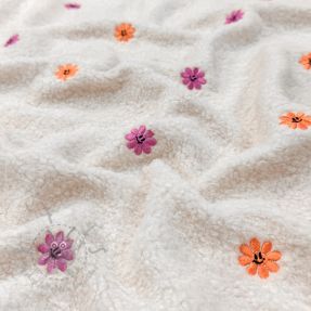 Stofă palton TEDDY EMBROIDERY Smiley flowers orange