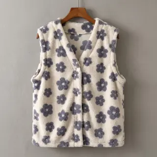 Stofă palton TEDDY Flower power lavender