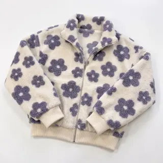 Stofă palton TEDDY Flower power lavender