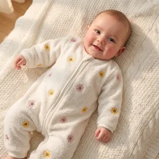 Stofă palton TEDDY EMBROIDERY Smiley flowers yellow