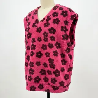 Stofă palton TEDDY Flower power bordeaux