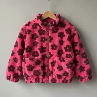 Stofă palton TEDDY Flower power bordeaux