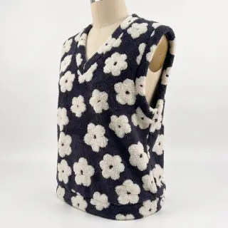 Stofă palton TEDDY Flower power off white