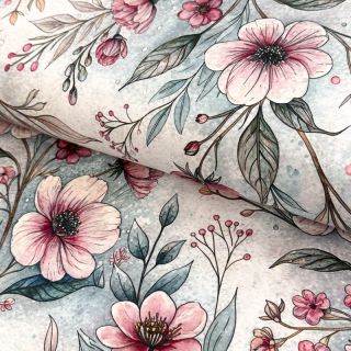 Tricot VISCOSE LYCRA HEAVY Classic flowers design D