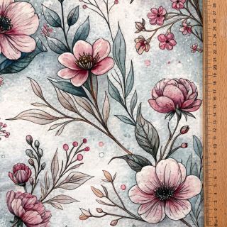 Tricot VISCOSE LYCRA HEAVY Classic flowers design D