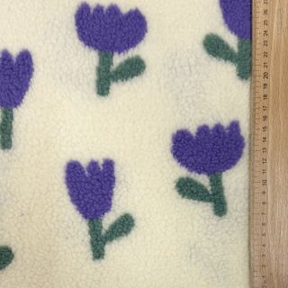 Stofă palton TEDDY JACQUARD Tulips off white