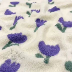 Stofă palton TEDDY JACQUARD Tulips off white