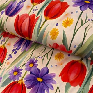 Tricot VISCOSE LYCRA HEAVY Tulips design A
