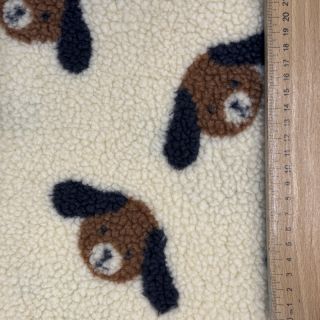 Stofă palton TEDDY JACQUARD Dogs brown