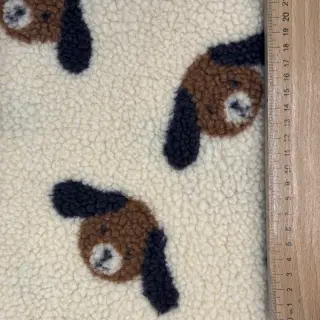 Stofă palton TEDDY JACQUARD Dogs brown