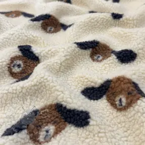 Stofă palton TEDDY JACQUARD Dogs brown