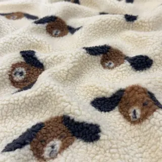Stofă palton TEDDY JACQUARD Dogs brown