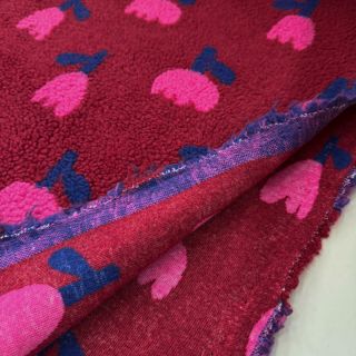 Stofă palton TEDDY JACQUARD Tulips dark red