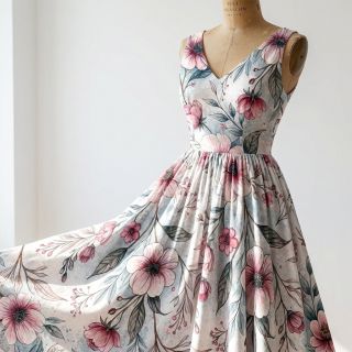 Tricot VISCOSE LYCRA HEAVY Classic flowers design D