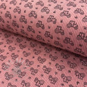 Catifea raiată STRETCH Tractors old pink