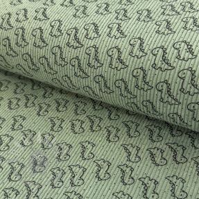 Catifea raiată STRETCH Little dino old green