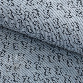 Catifea raiată STRETCH Little dino old blue