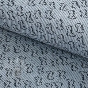 Catifea raiată STRETCH Little dino old blue