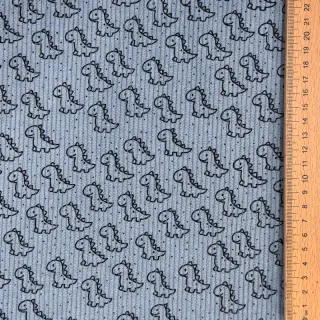 Catifea raiată STRETCH Little dino old blue