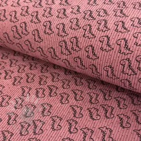 Catifea raiată STRETCH Little dino old pink