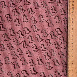 Catifea raiată STRETCH Little dino old pink
