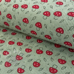 Catifea raiată STRETCH Little mushrooms old green