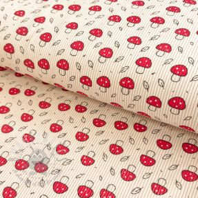 Catifea raiată STRETCH Little mushrooms light sand