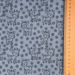 Catifea raiată STRETCH Little deer old blue