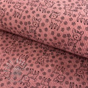 Catifea raiată STRETCH Little deer old pink