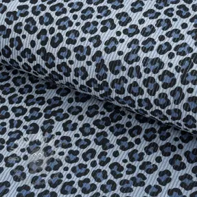 Catifea raiată STRETCH Little Leopard old blue