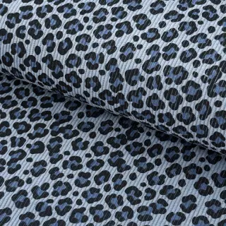 Catifea raiată STRETCH Little Leopard old blue