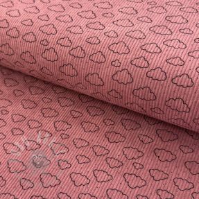 Catifea raiată STRETCH Little clouds old pink