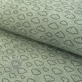 Catifea raiată STRETCH Little clouds old green