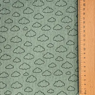 Catifea raiată STRETCH Little clouds old green