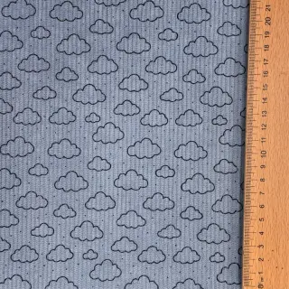 Catifea raiată STRETCH Little clouds old blue