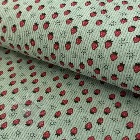 Catifea raiată STRETCH Little strawberries old green