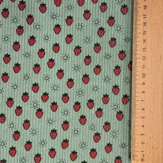 Catifea raiată STRETCH Little strawberries old green