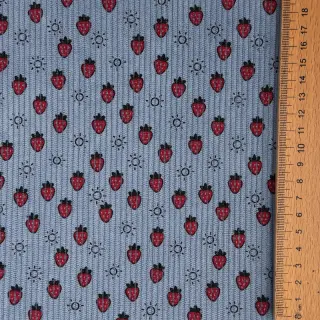 Catifea raiată STRETCH Little strawberries old blue