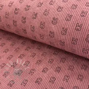 Catifea raiată STRETCH Little bunny old pink