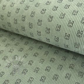 Catifea raiată STRETCH Little bunny old green