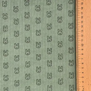 Catifea raiată STRETCH Little bunny old green