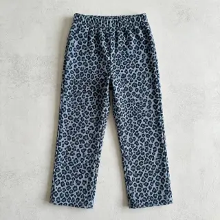 Catifea raiată STRETCH Little Leopard old blue