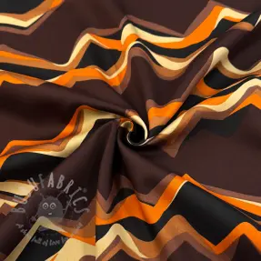 Țesătură din bumbac SATIN Abstract waves dark brown