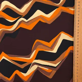 Țesătură din bumbac SATIN Abstract waves dark brown